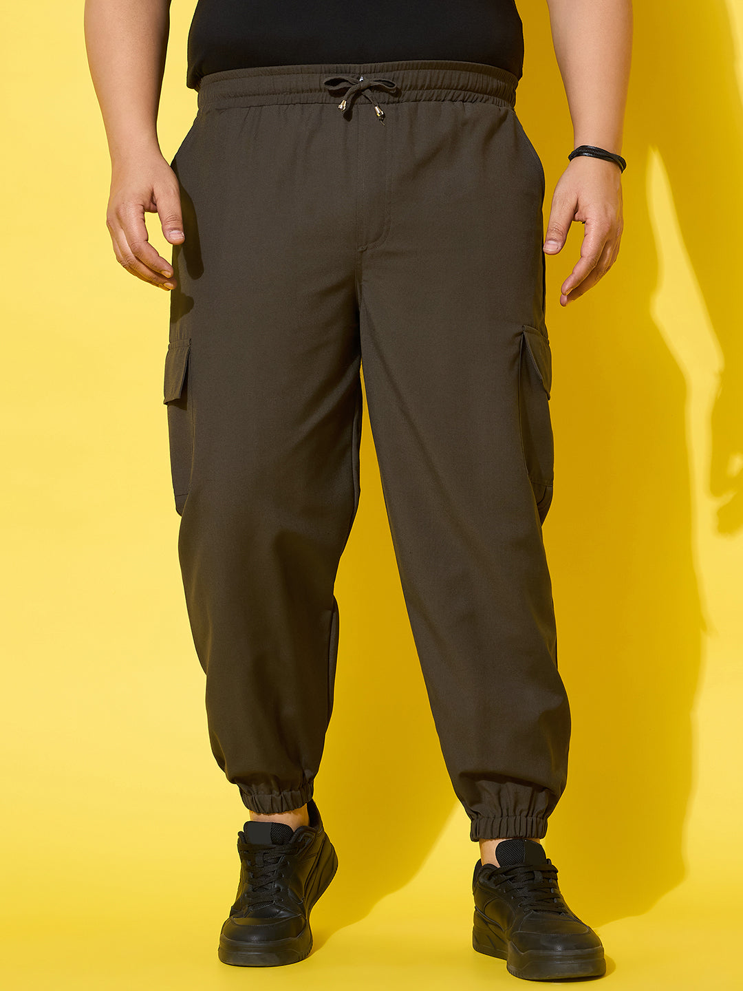 Men Plus Size Flex-Olive Solid Trouser