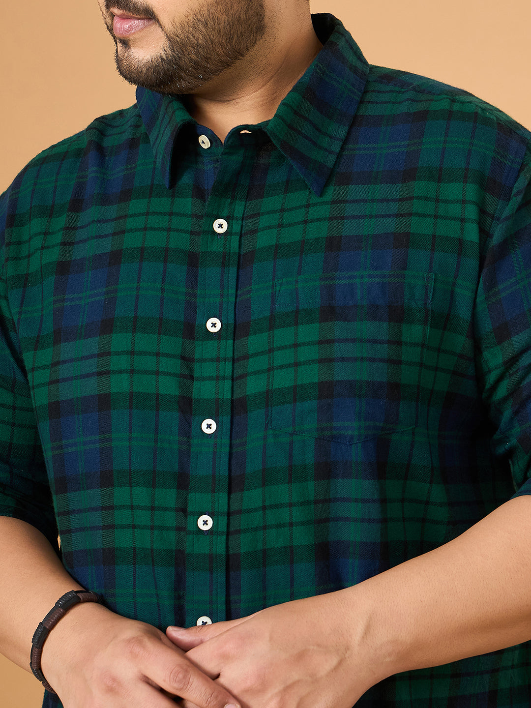 Men Plus Size Abyssal Multicolor Checkered Casual Shirt