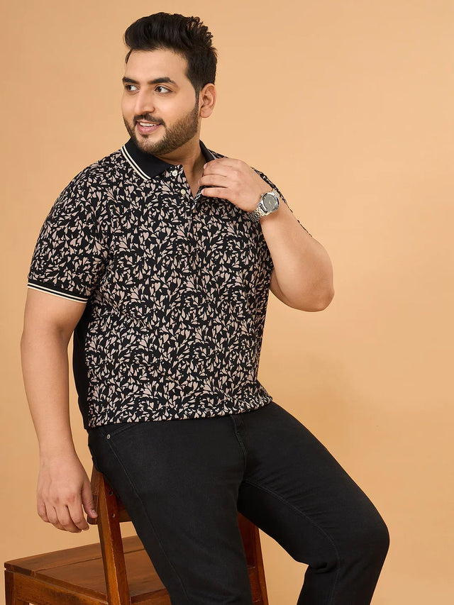Men Plus Size Amora Multicolor Printed Polo Tshirt