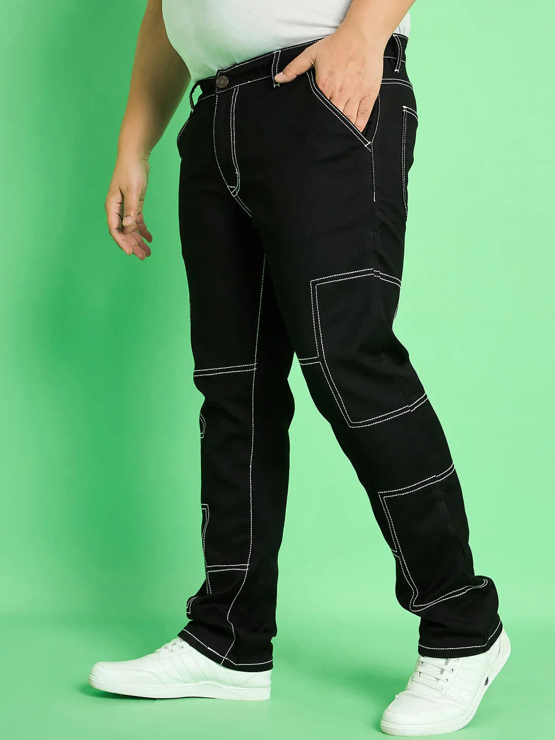 Men Plus Size Moist Solid Jeans - bigbanana