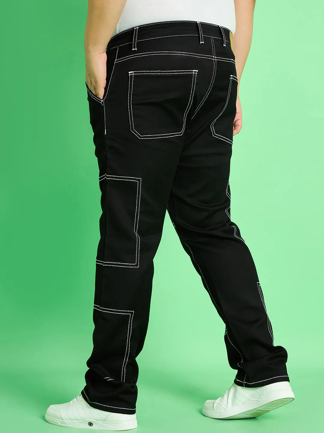 Men Plus Size Moist Solid Jeans - bigbanana