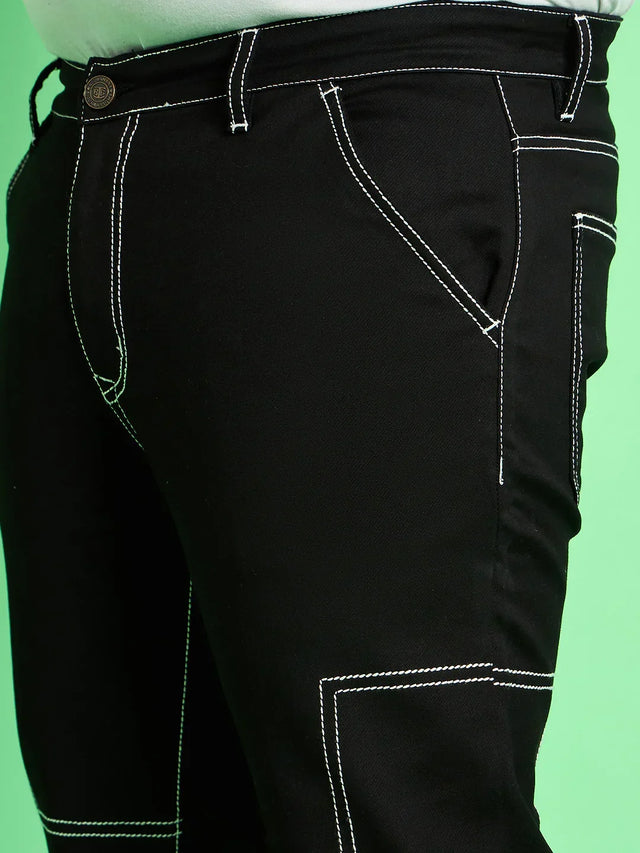 Men Plus Size Moist Solid Jeans - bigbanana