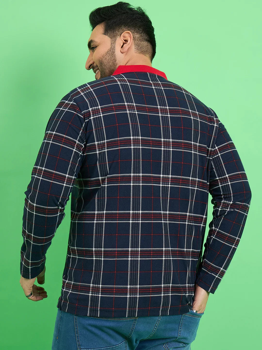 Men Plus Size Anon Check Polo Tshirt - bigbanana