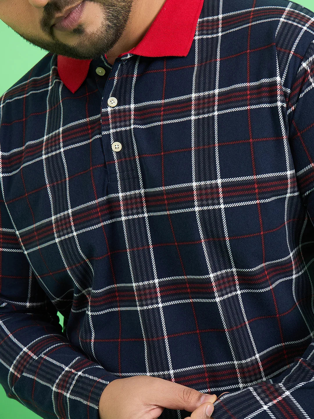 Men Plus Size Anon Check Polo Tshirt - bigbanana