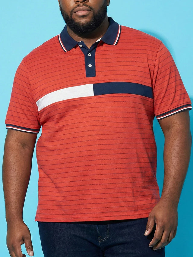 Men Plus Size Arcade Striped Polo Tshirt