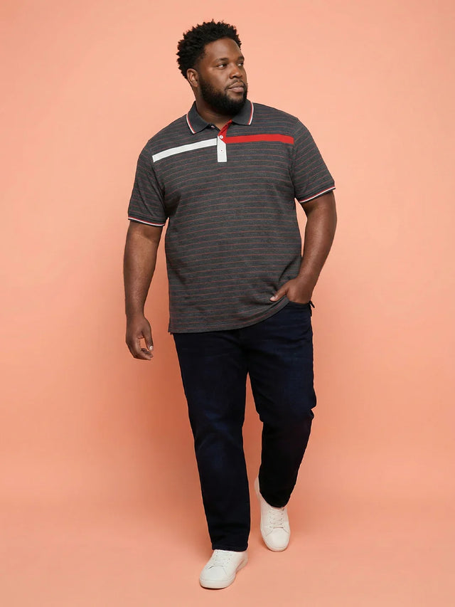 Men Plus Size Arcane Striped Polo Tshirt