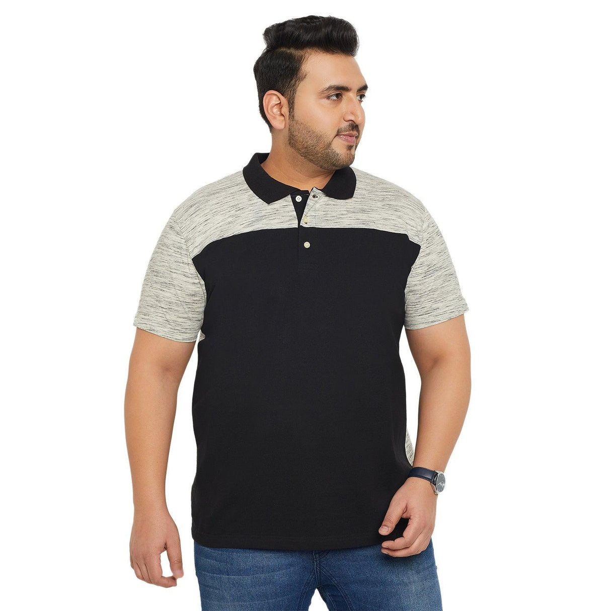 Men Plus Size Ascon Colorblock Polo Tshirt - bigbanana