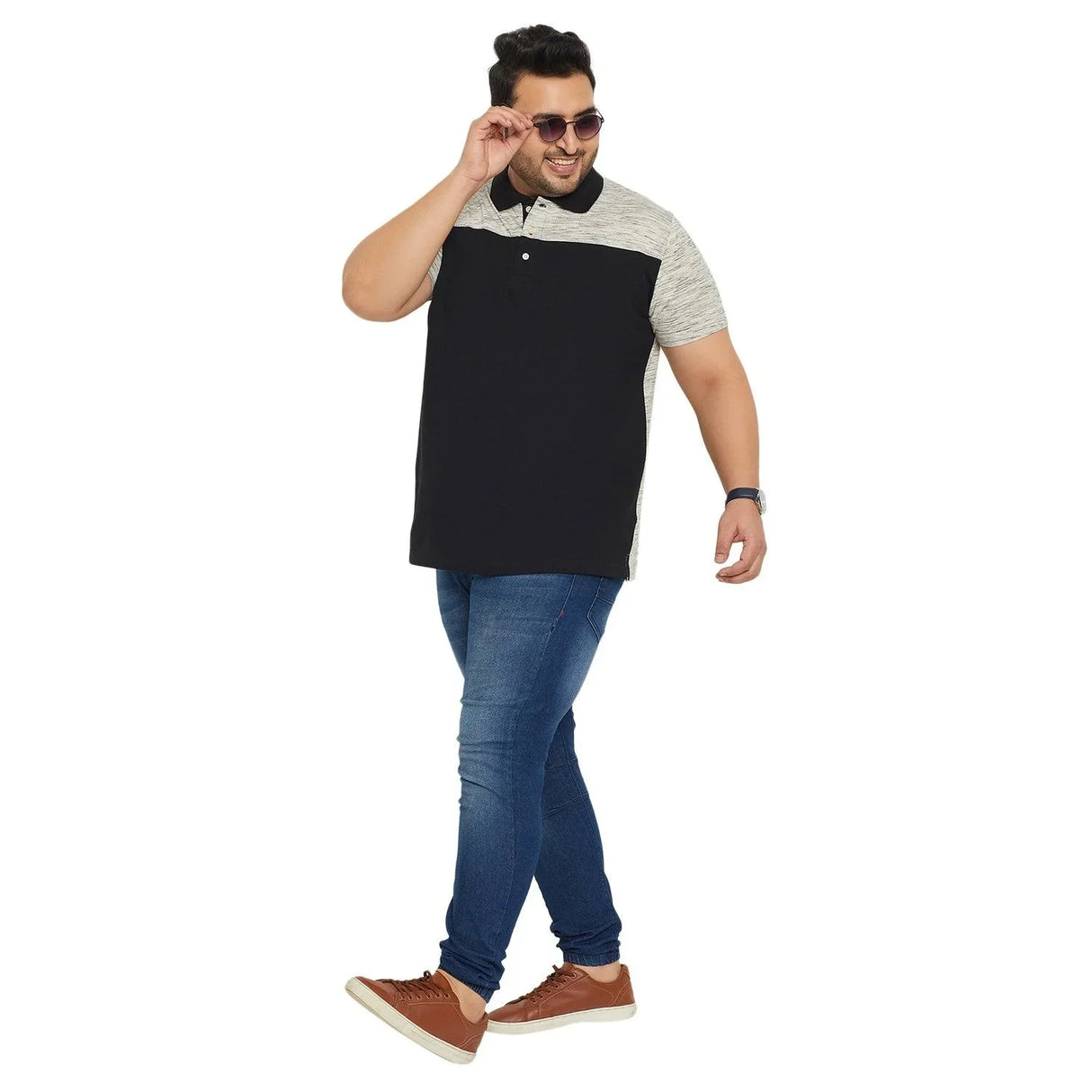 Men Plus Size Ascon Colorblock Polo Tshirt - bigbanana