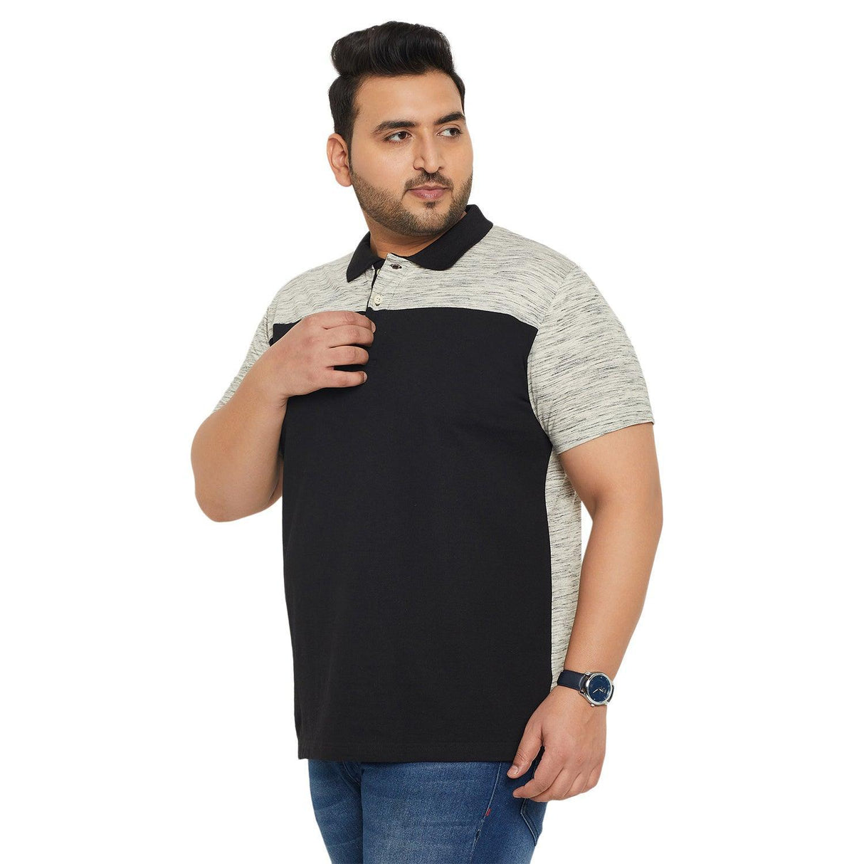 Men Plus Size Ascon Colorblock Polo Tshirt - bigbanana