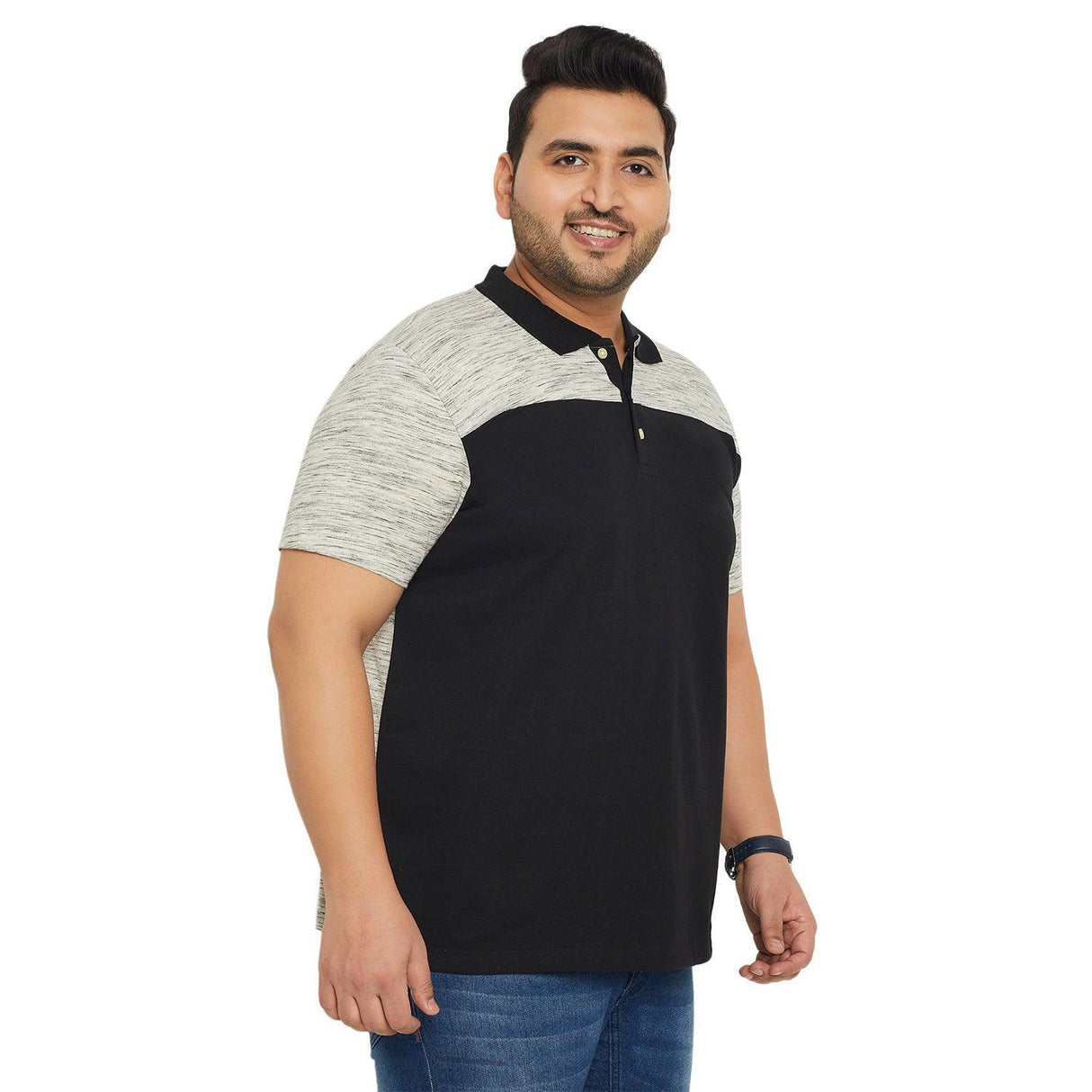 Men Plus Size Ascon Colorblock Polo Tshirt - bigbanana