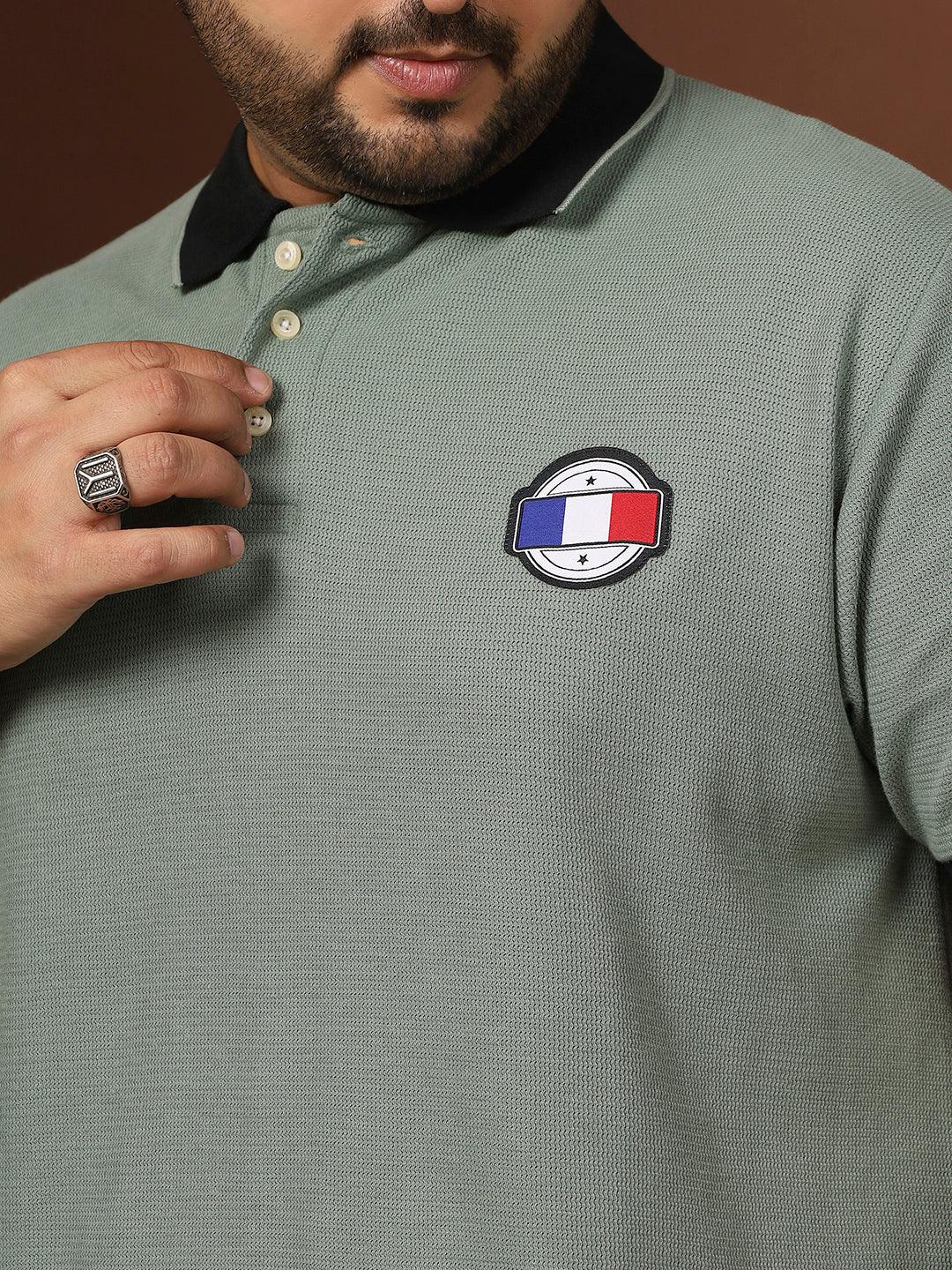 Men Plus Size Ashen Solid Polo Tshirt - bigbanana