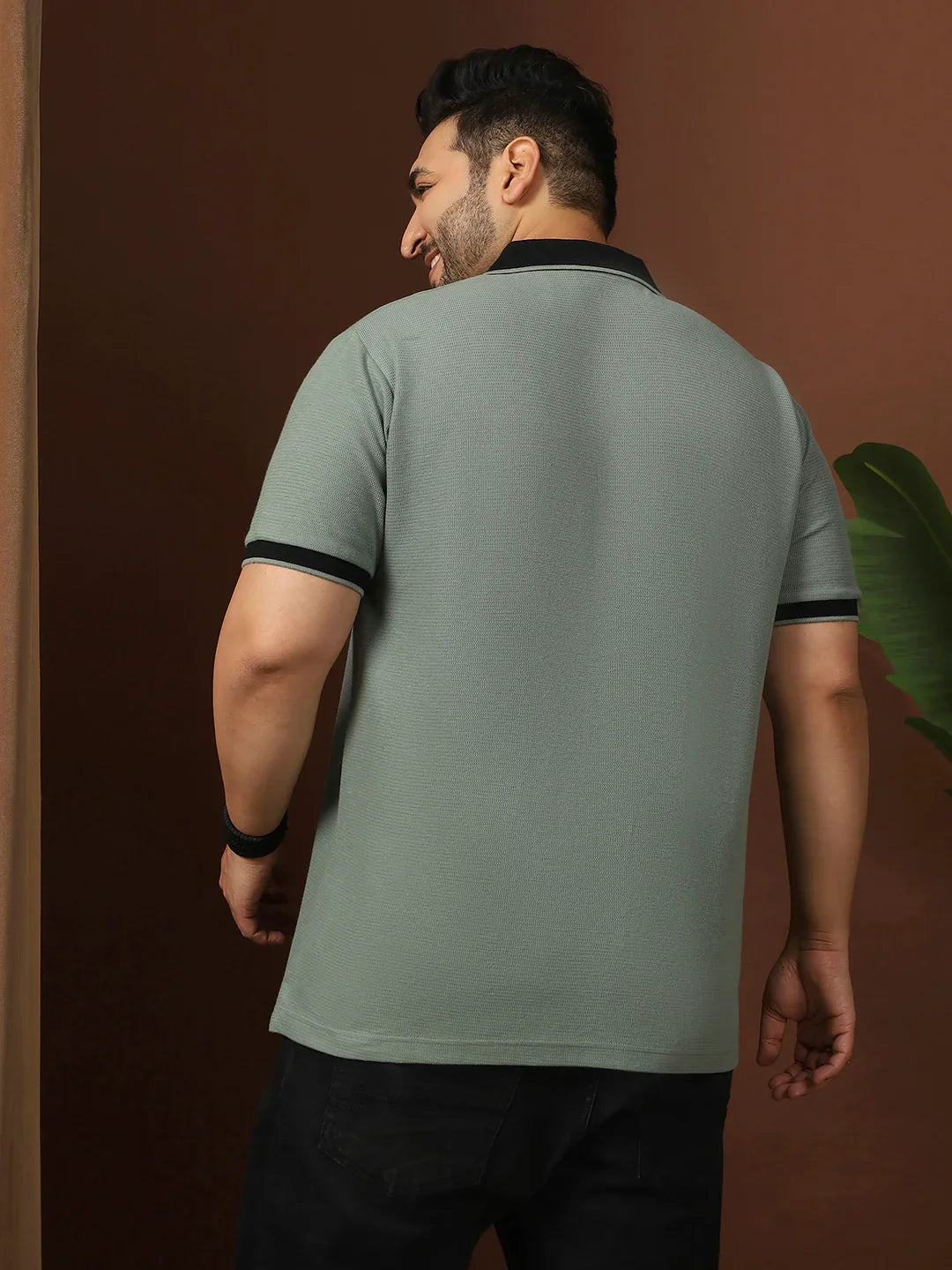 Men Plus Size Ashen Solid Polo Tshirt - bigbanana