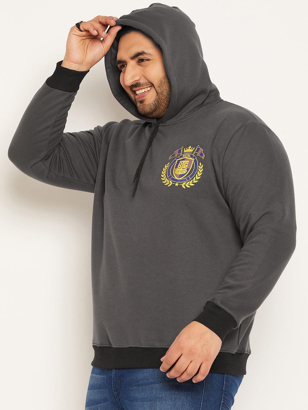 Men Plus Size Attach Solid Sweatshirt - bigbanana