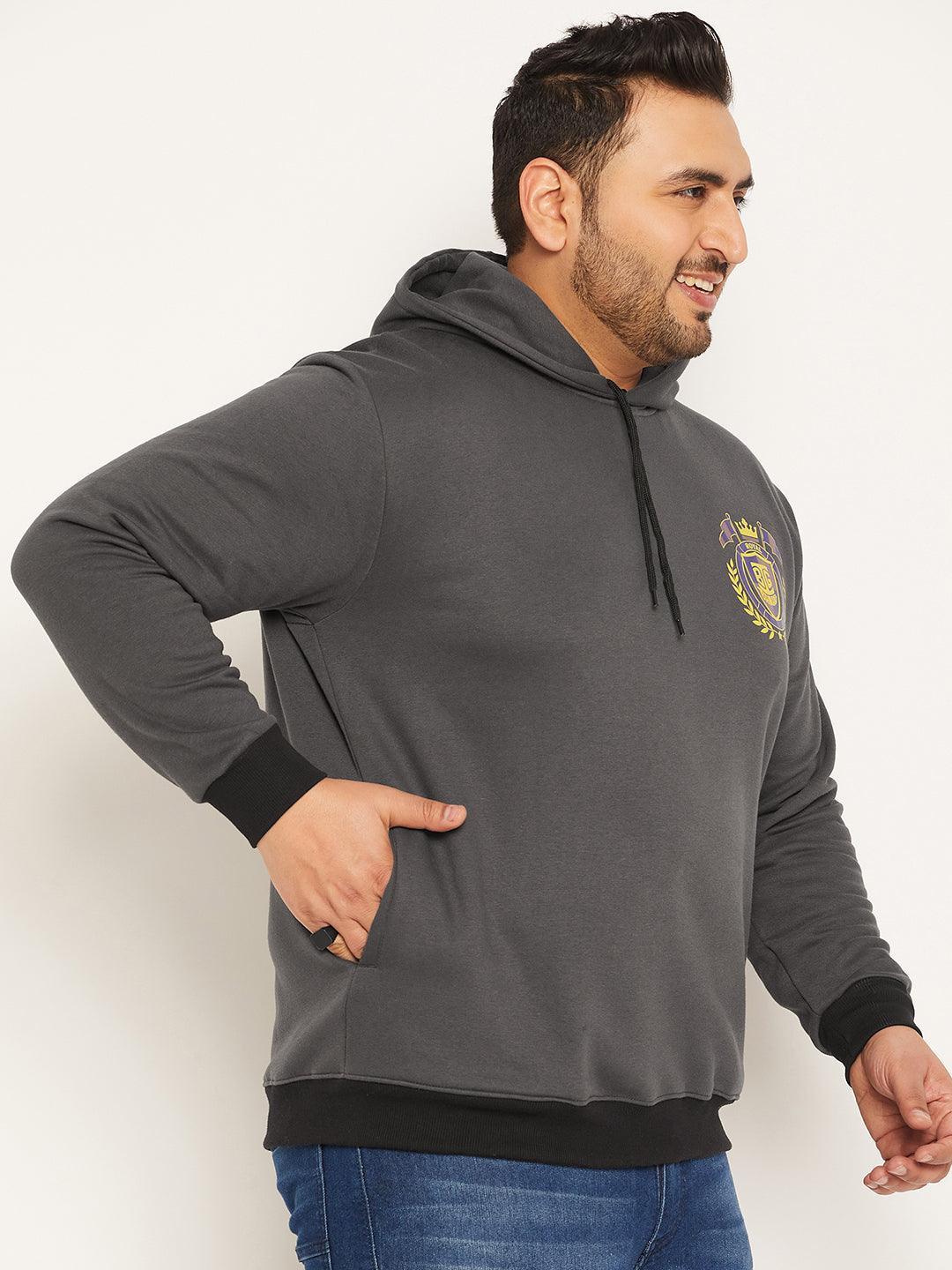 Men Plus Size Attach Solid Sweatshirt - bigbanana