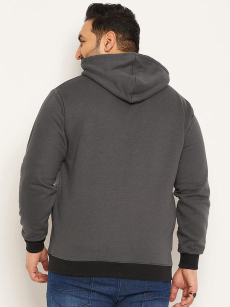 Men Plus Size Attach Solid Sweatshirt - bigbanana