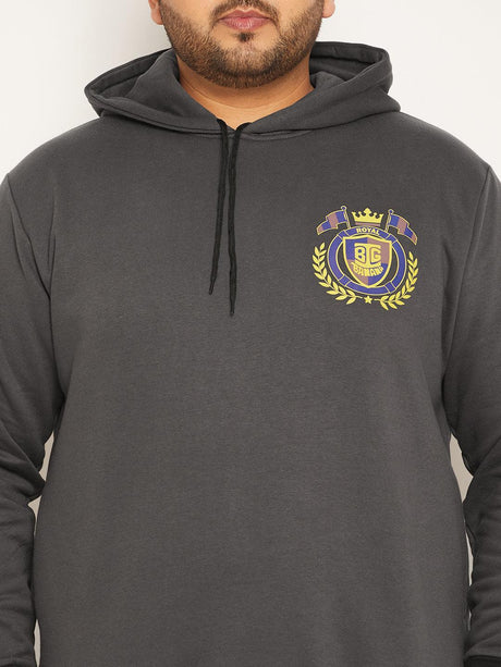 Men Plus Size Attach Solid Sweatshirt - bigbanana