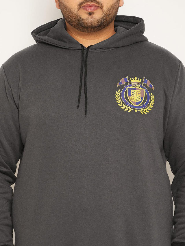 Men Plus Size Attach Solid Sweatshirt - bigbanana