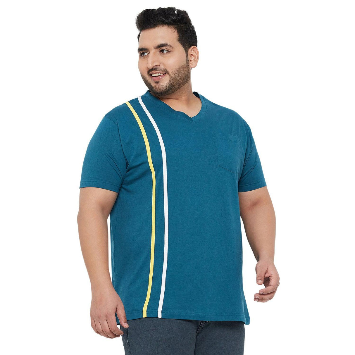 Men Plus Size Aura Solid V-Neck Tshirt - bigbanana
