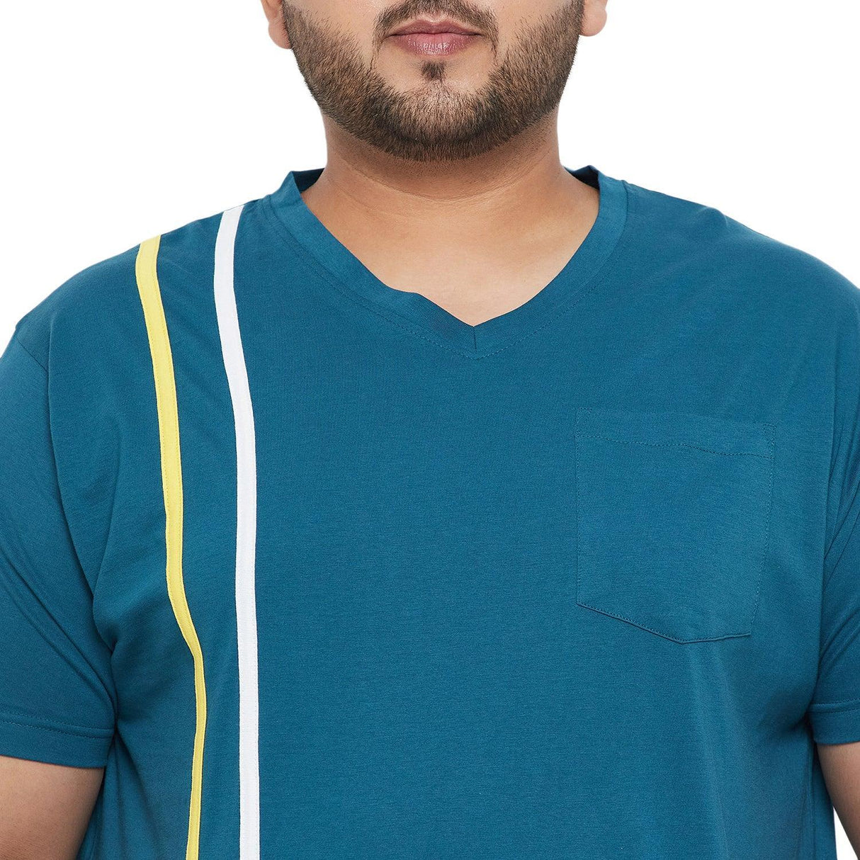 Men Plus Size Aura Solid V-Neck Tshirt - bigbanana