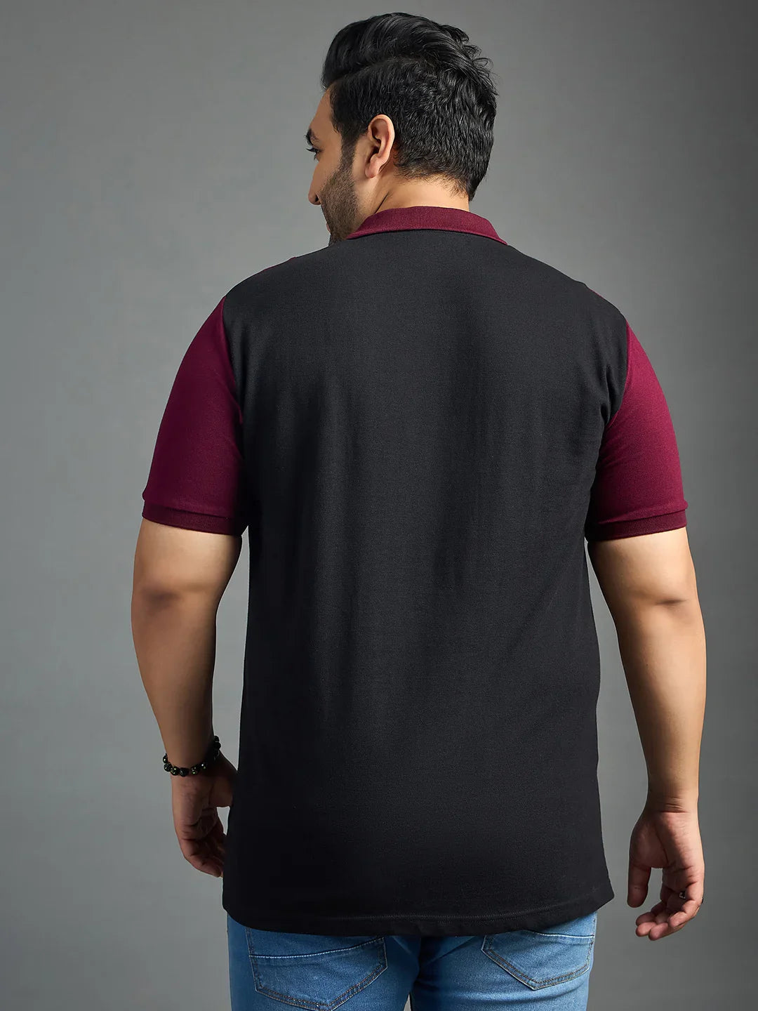 Men Plus Size Author Colorblock Polo Tshirt - bigbanana