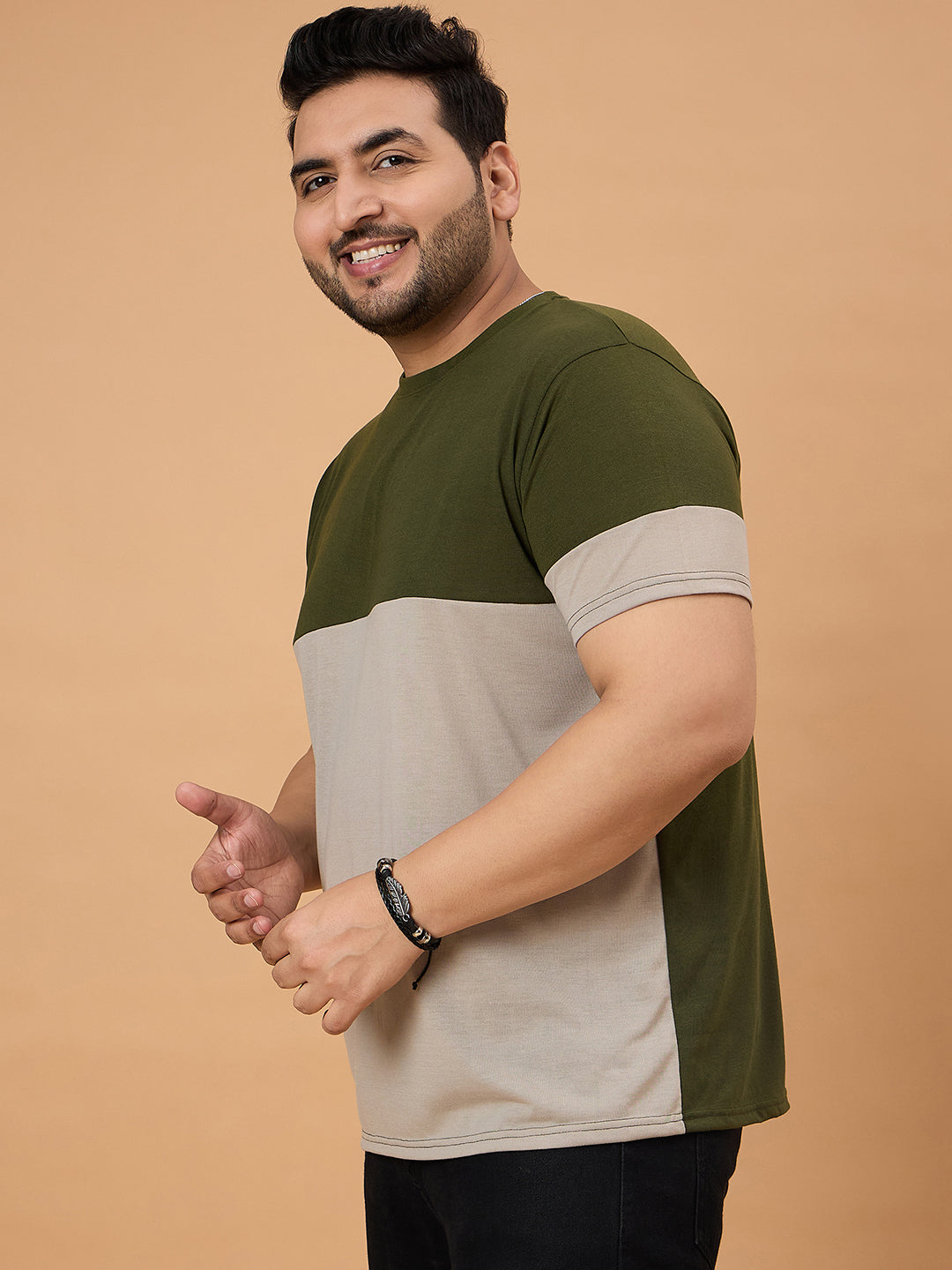 Men Plus Size Axoro Multicolored Round Neck Tshirt - bigbanana