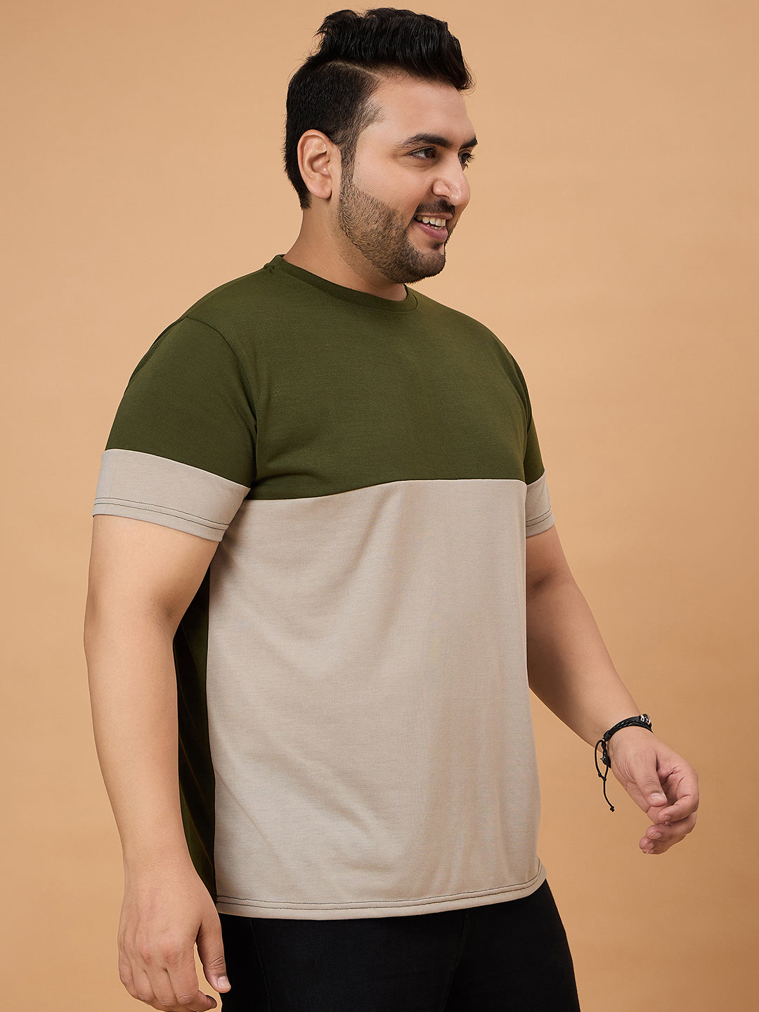 Men Plus Size Axoro Multicolored Round Neck Tshirt - bigbanana