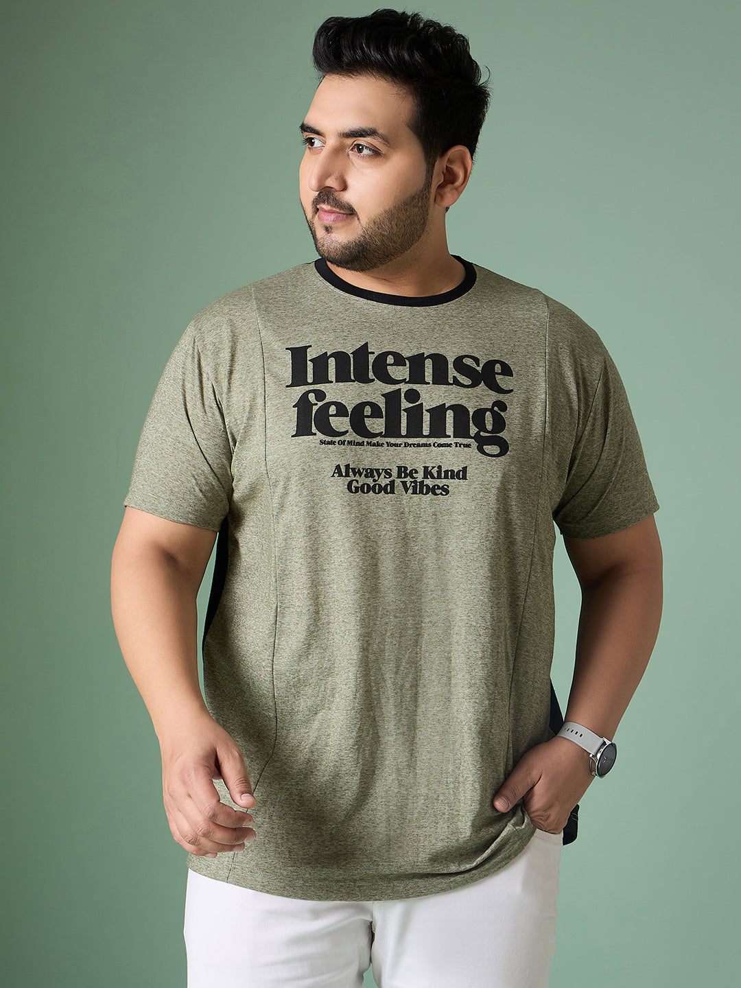 Men Plus Size Azine Multicolor Roun Neck Tshirt - bigbanana