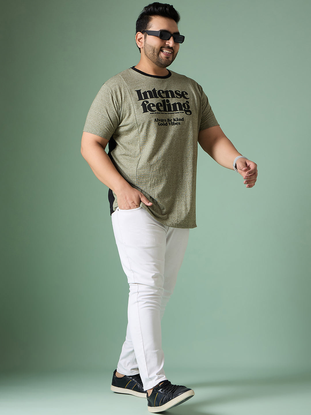 Men Plus Size Azine Multicolor Roun Neck Tshirt - bigbanana