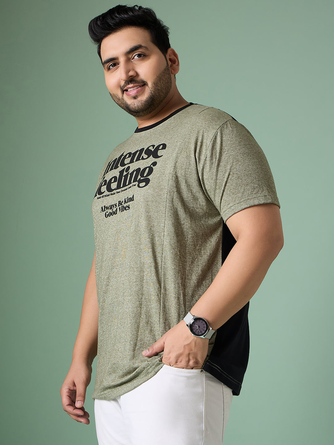 Men Plus Size Azine Multicolor Roun Neck Tshirt - bigbanana