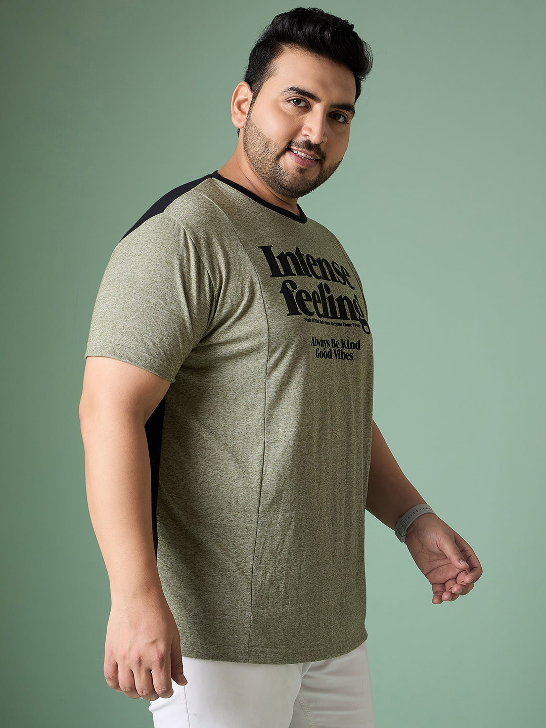 Men Plus Size Azine Multicolor Roun Neck Tshirt - bigbanana