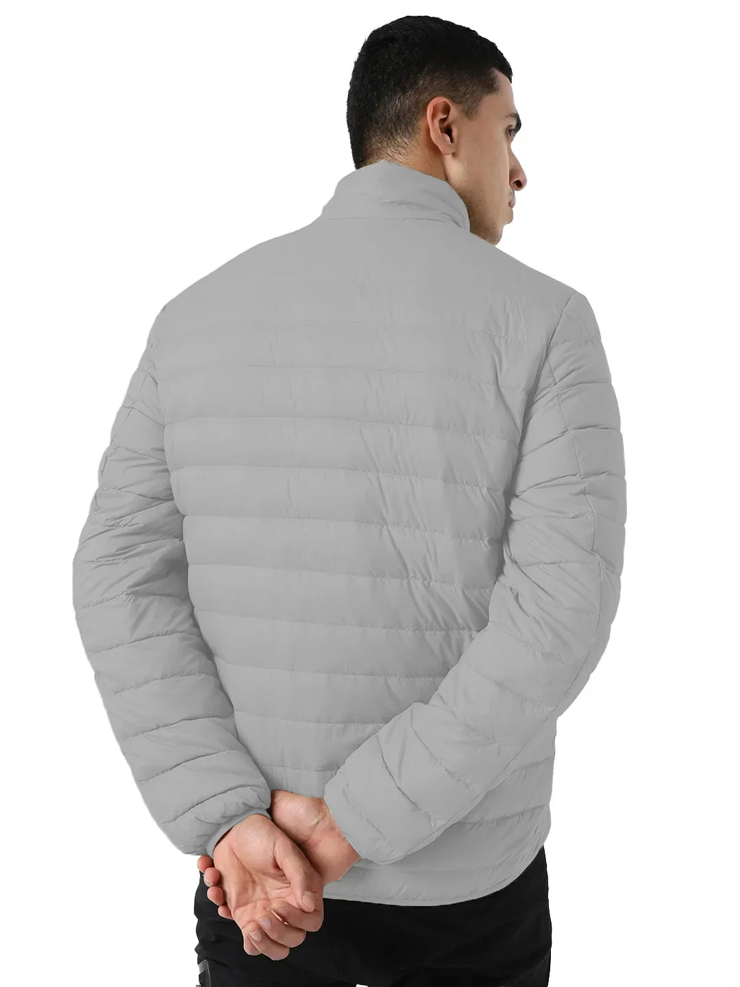 Men Plus Size NYC-Grey-F Solid Bomber Jacket - bigbanana