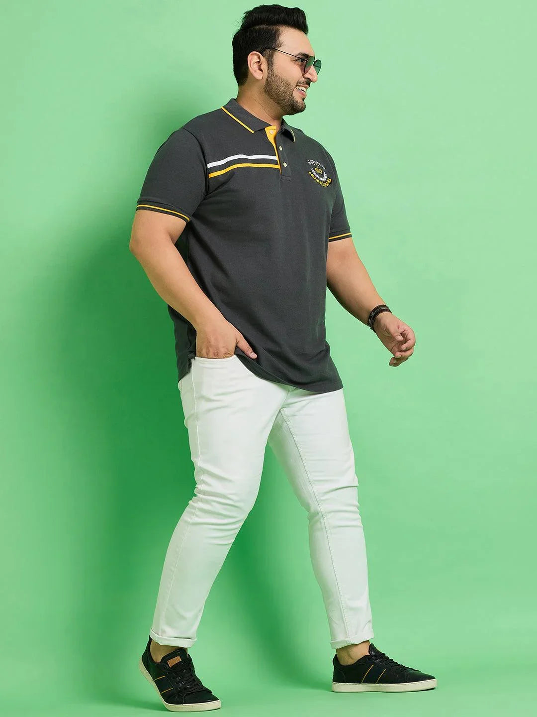 Men Plus Size Baden Solid Polo Tshirt - bigbanana