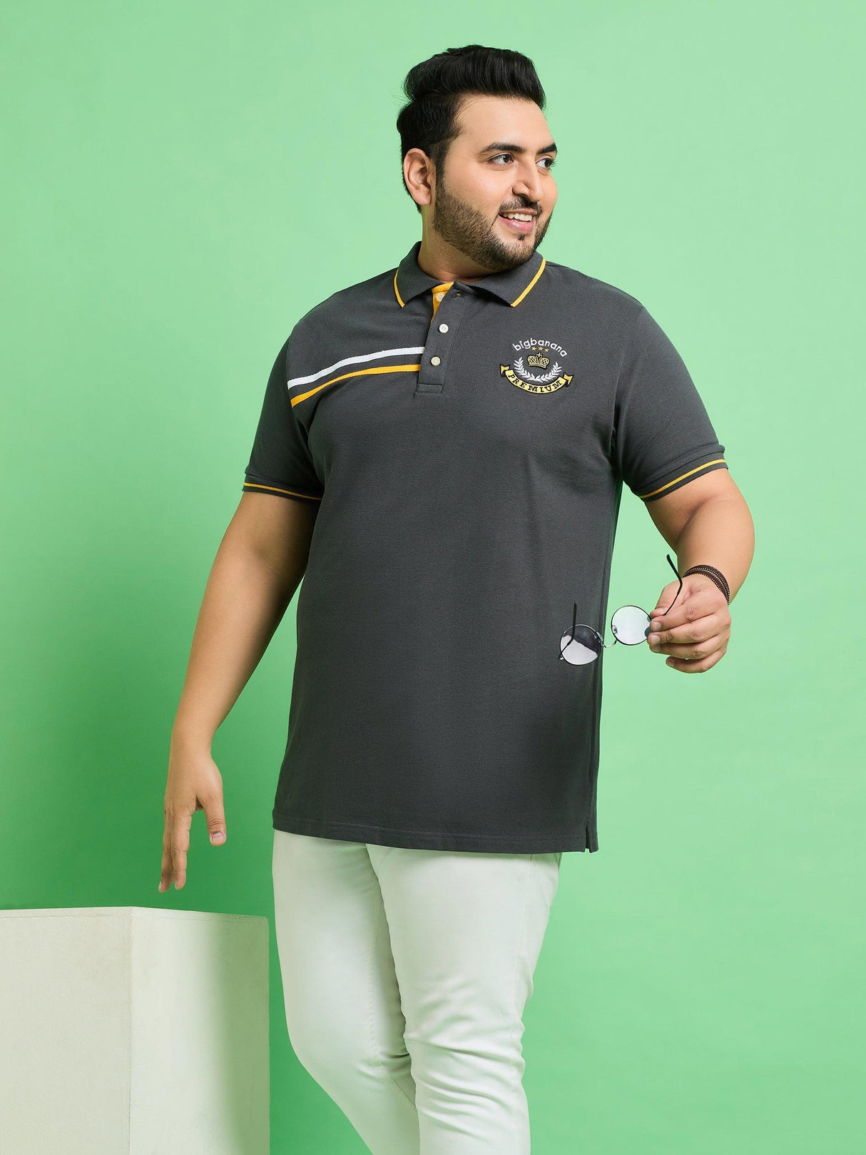 Men Plus Size Baden Solid Polo Tshirt - bigbanana