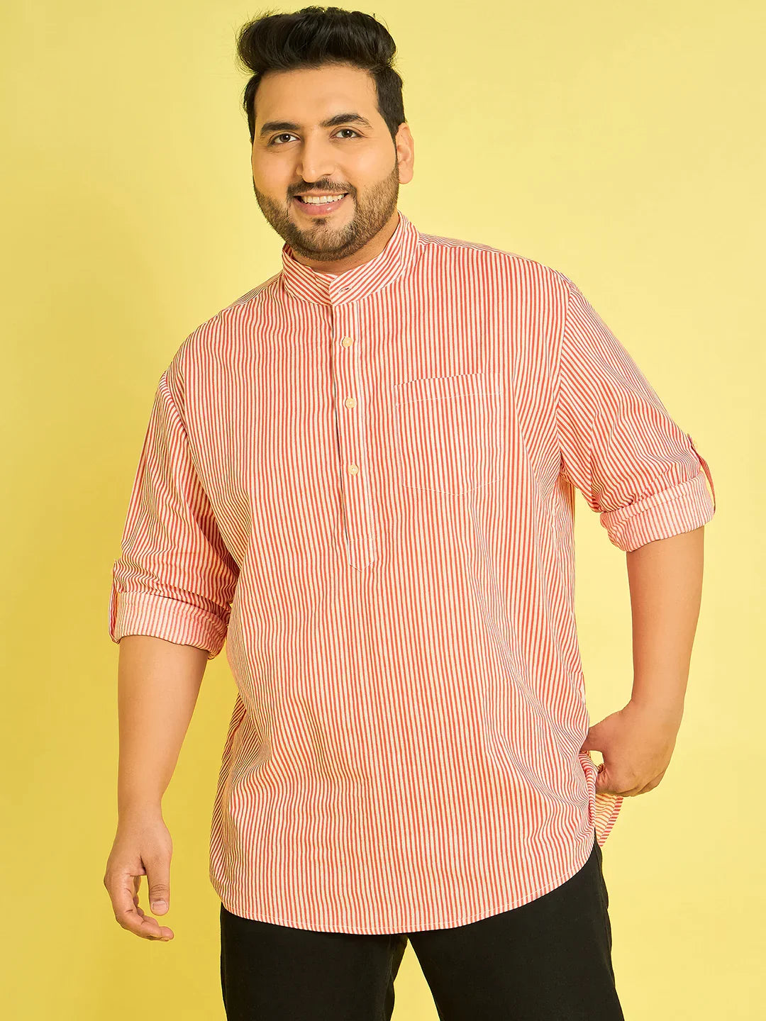 Men Plus Size Jack Striped Kurta - bigbanana
