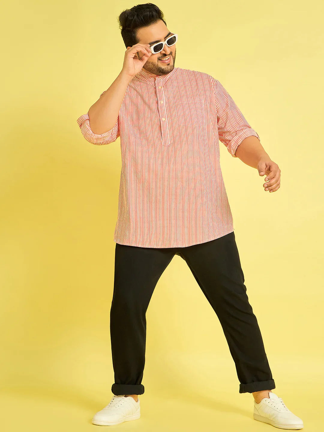 Men Plus Size Jack Striped Kurta - bigbanana