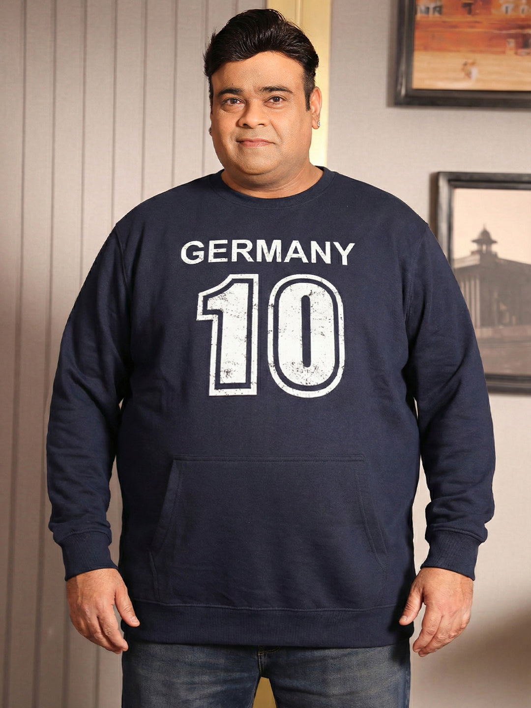 Men Plus Size Bavara Printed Sweatshirt