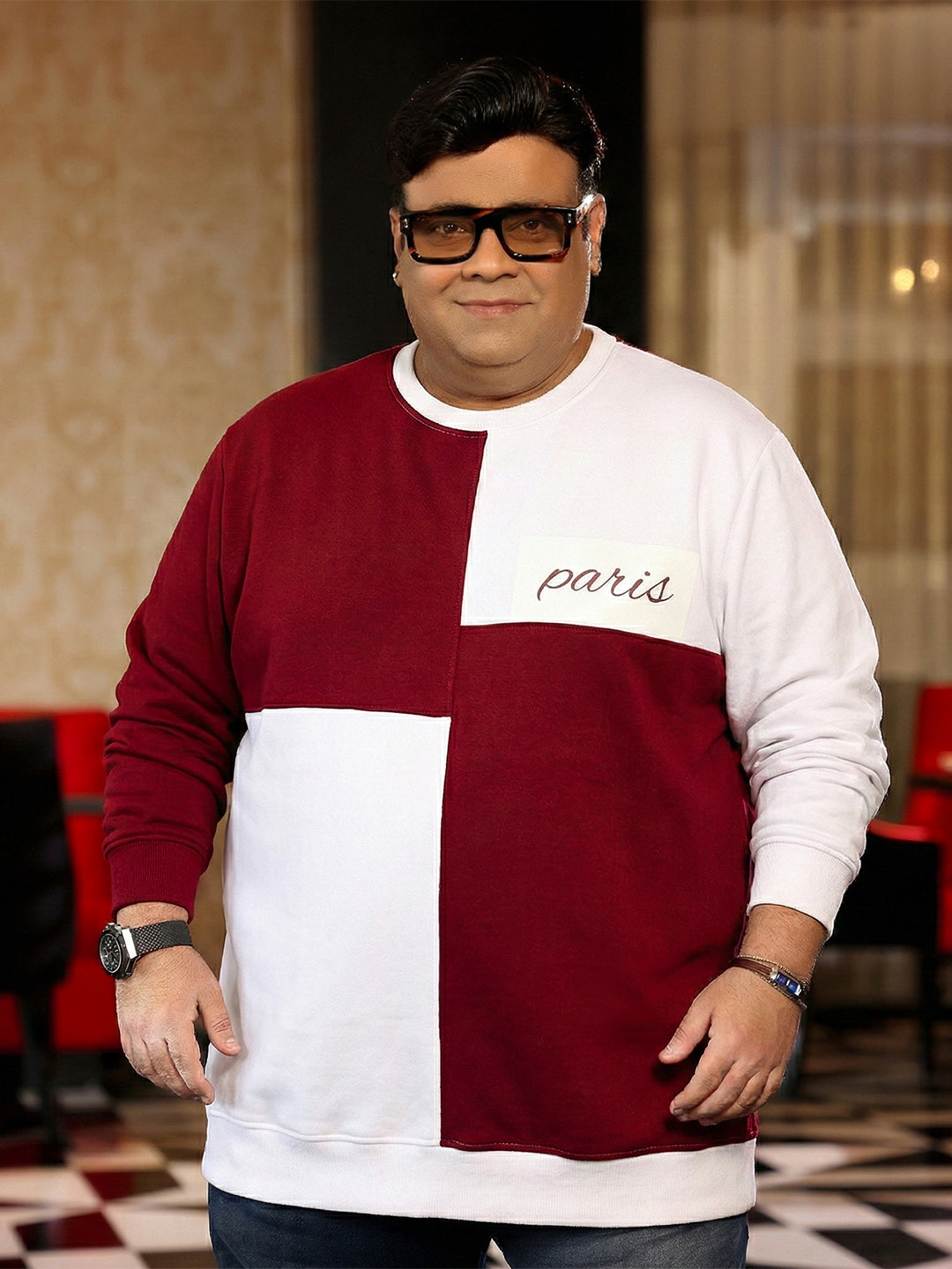 Men Plus Size Belle Colorblock Sweatshirt