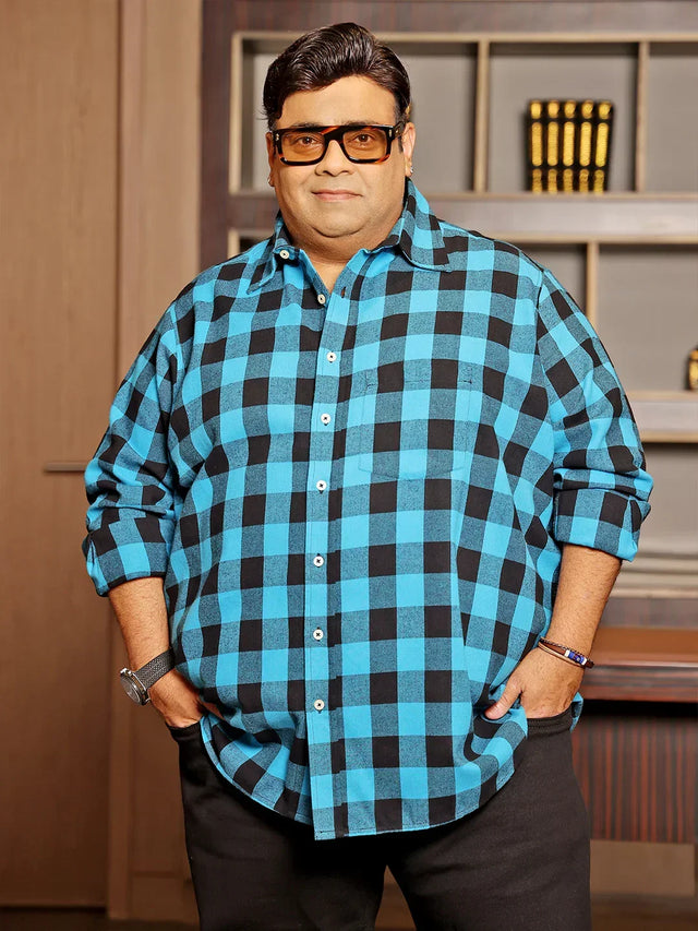Men Plus Size Beryl Multicolor Checkered Casual Shirt