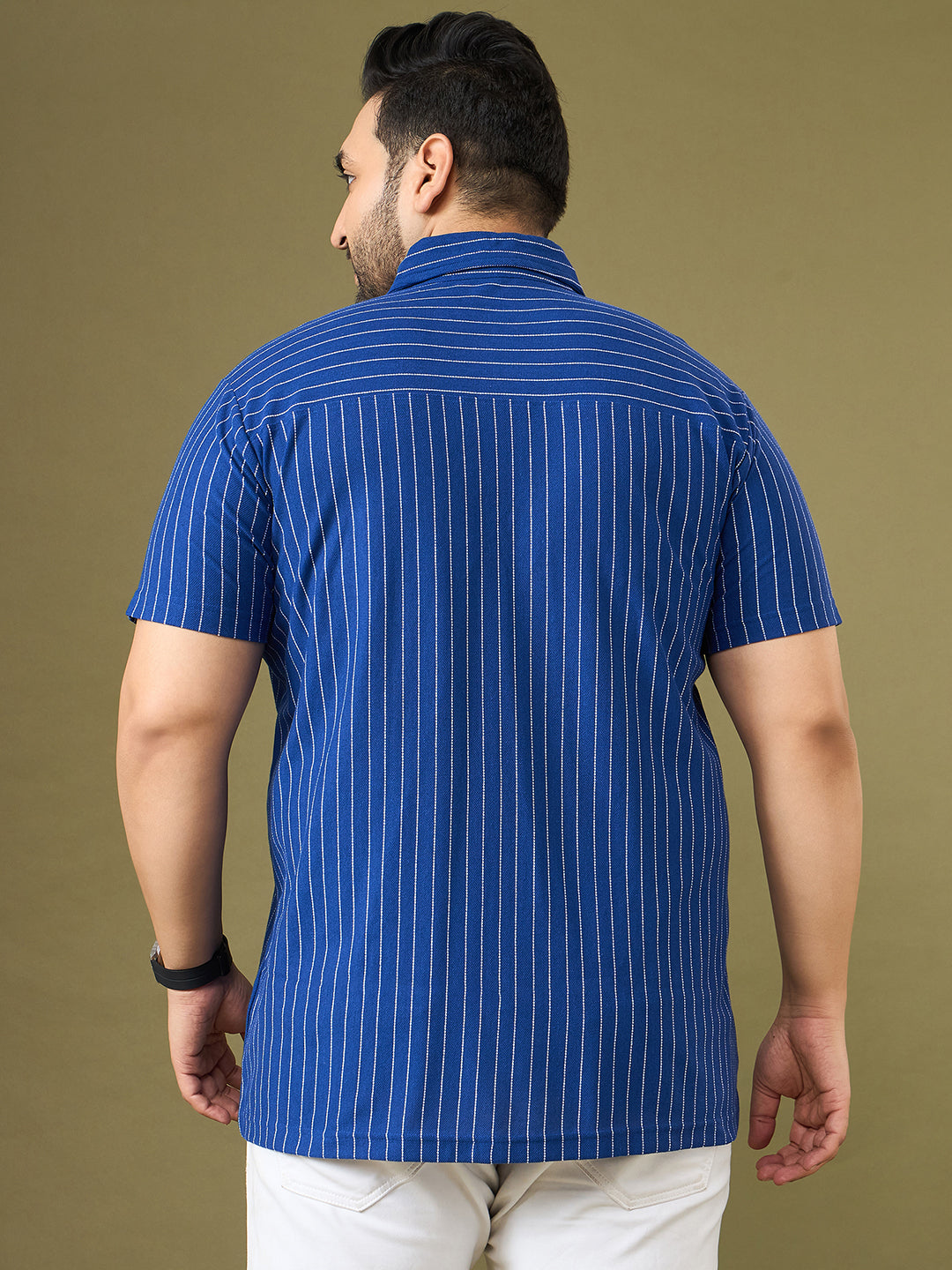 Men Plus Size Bluemist Striped Shirt