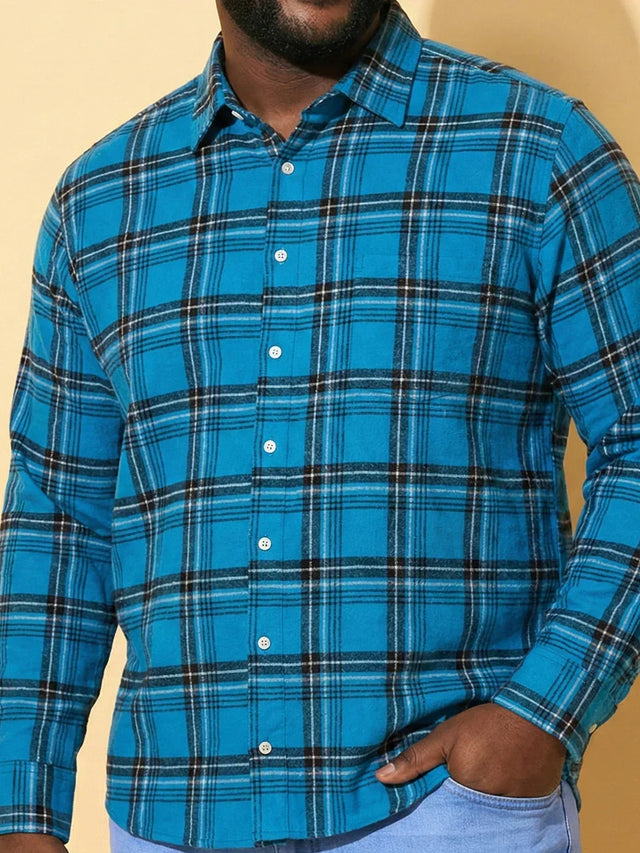 Men Plus Size Blumm Multicolor Checkered Casual Shirt