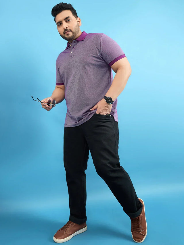 Men Plus Size Boden Purple Solid Polo Tshirt - bigbanana