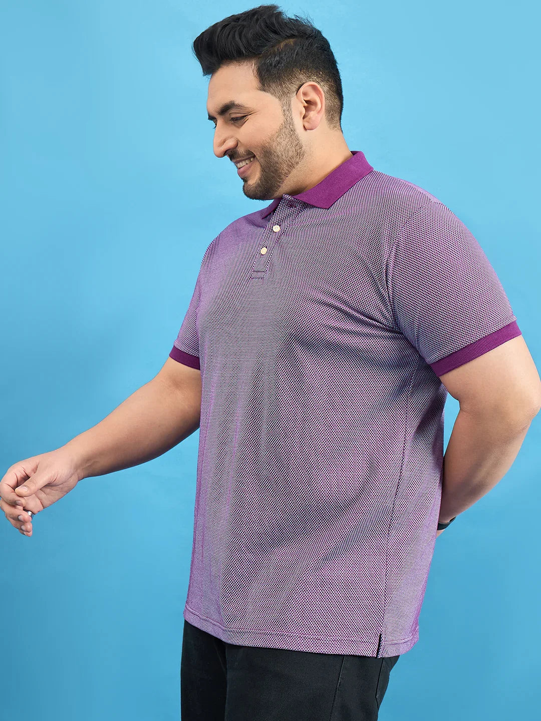 Men Plus Size Boden Purple Solid Polo Tshirt - bigbanana