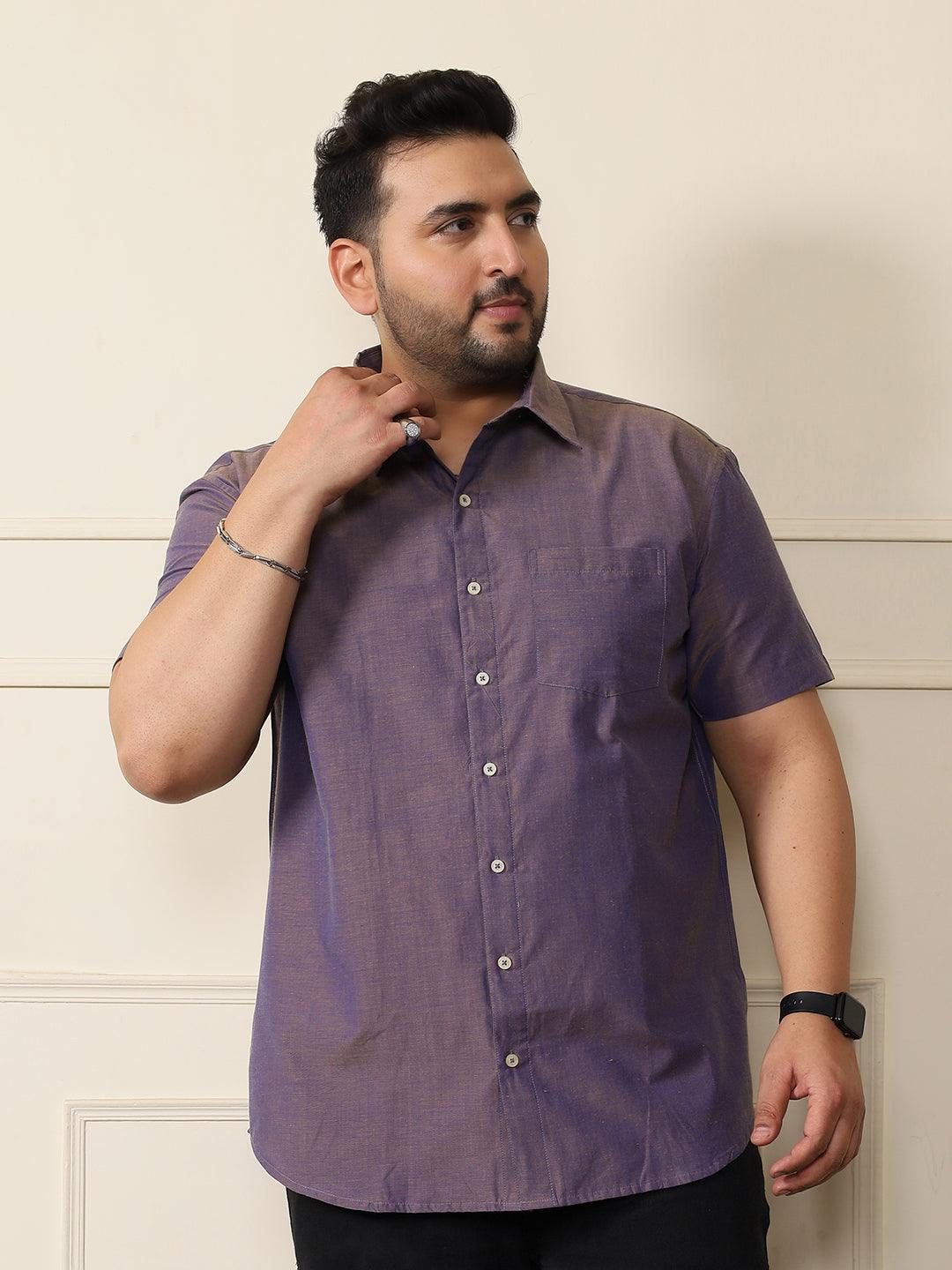 Men Plus Size Bogota-Purple Solid Shirt - bigbanana