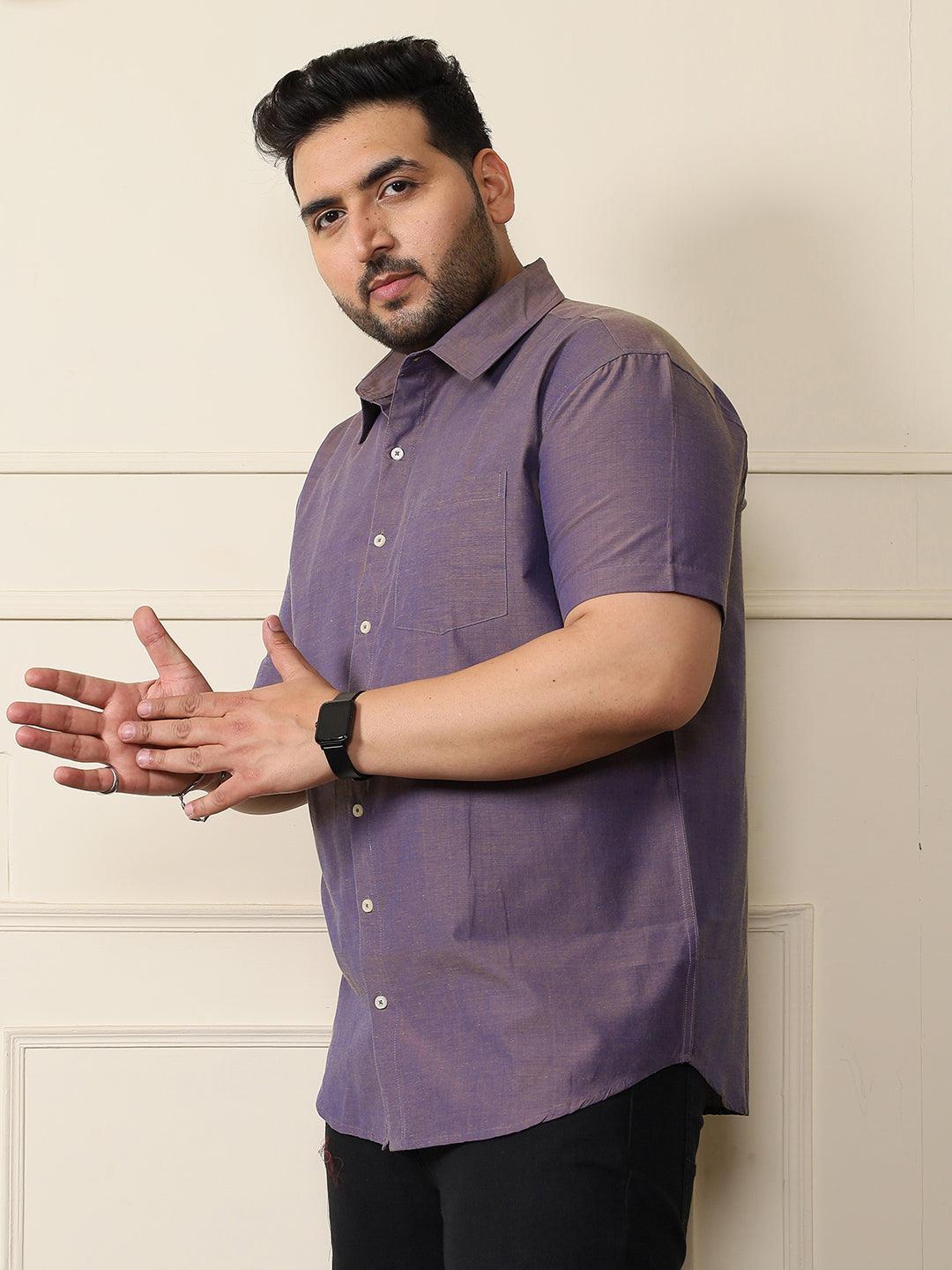 Men Plus Size Bogota-Purple Solid Shirt - bigbanana