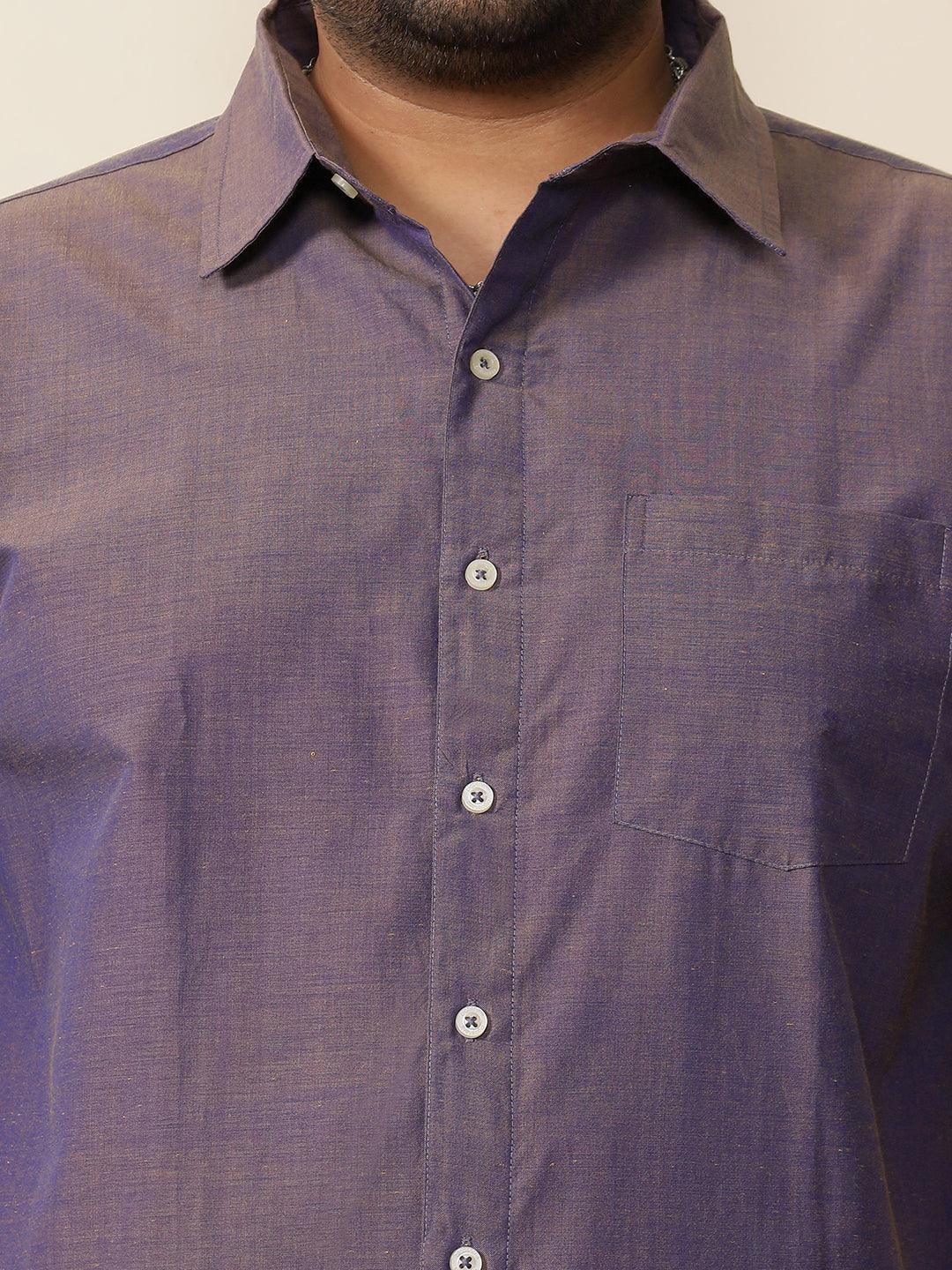 Men Plus Size Bogota-Purple Solid Shirt - bigbanana