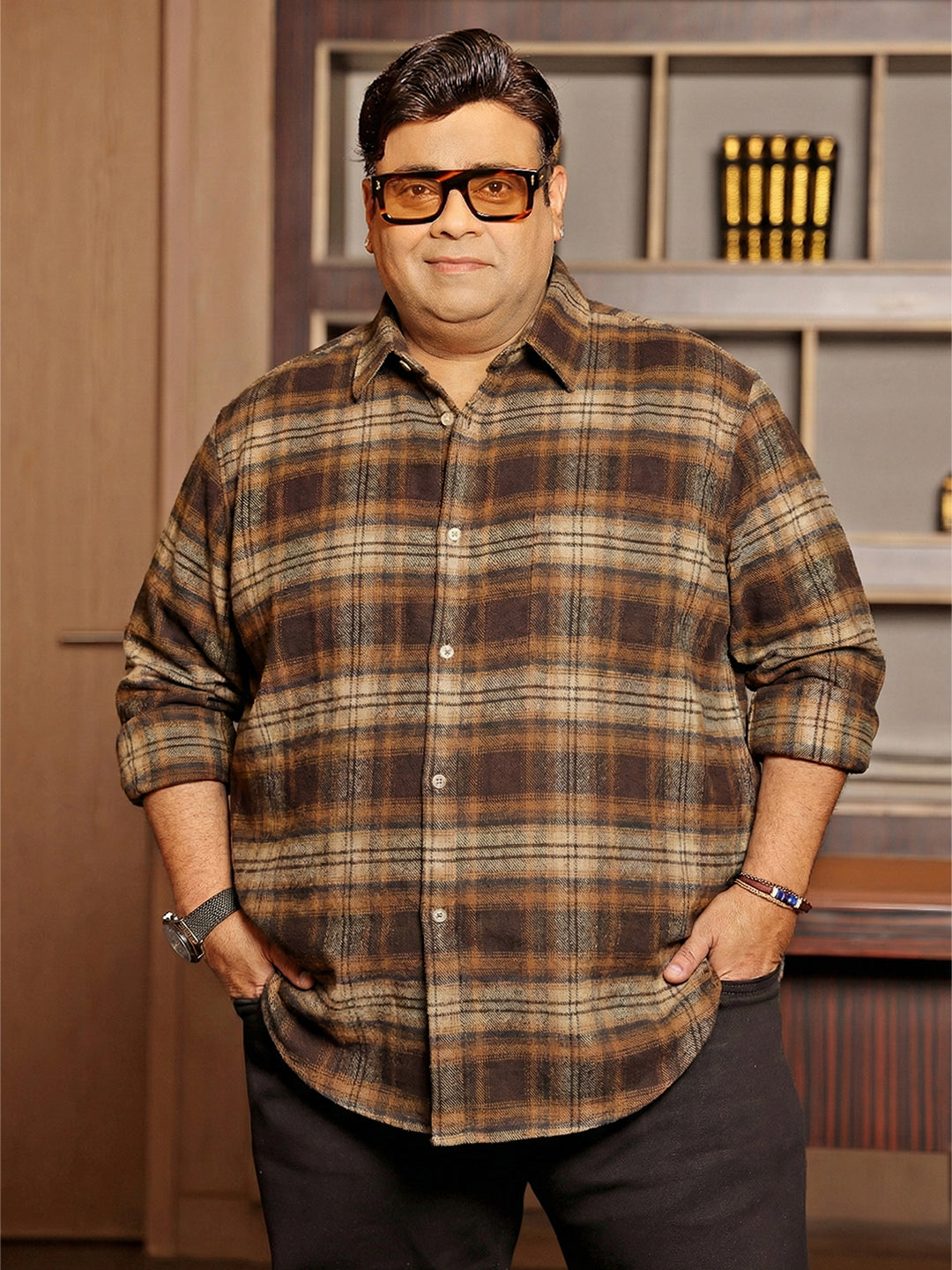 Men Plus Size Boulder Multicolor Checkered Flannel Shirt