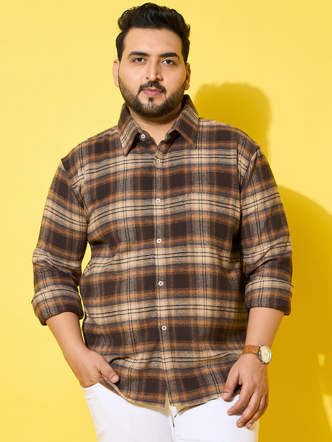 Men Plus Size Boulder Multicolor Checkered Flannel Shirt
