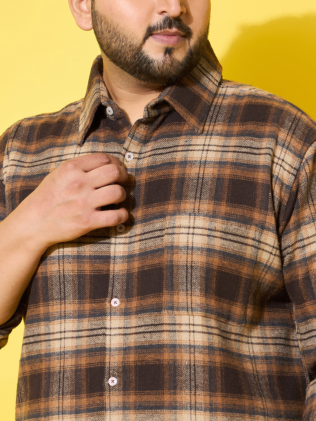 Men Plus Size Boulder Multicolor Checkered Flannel Shirt