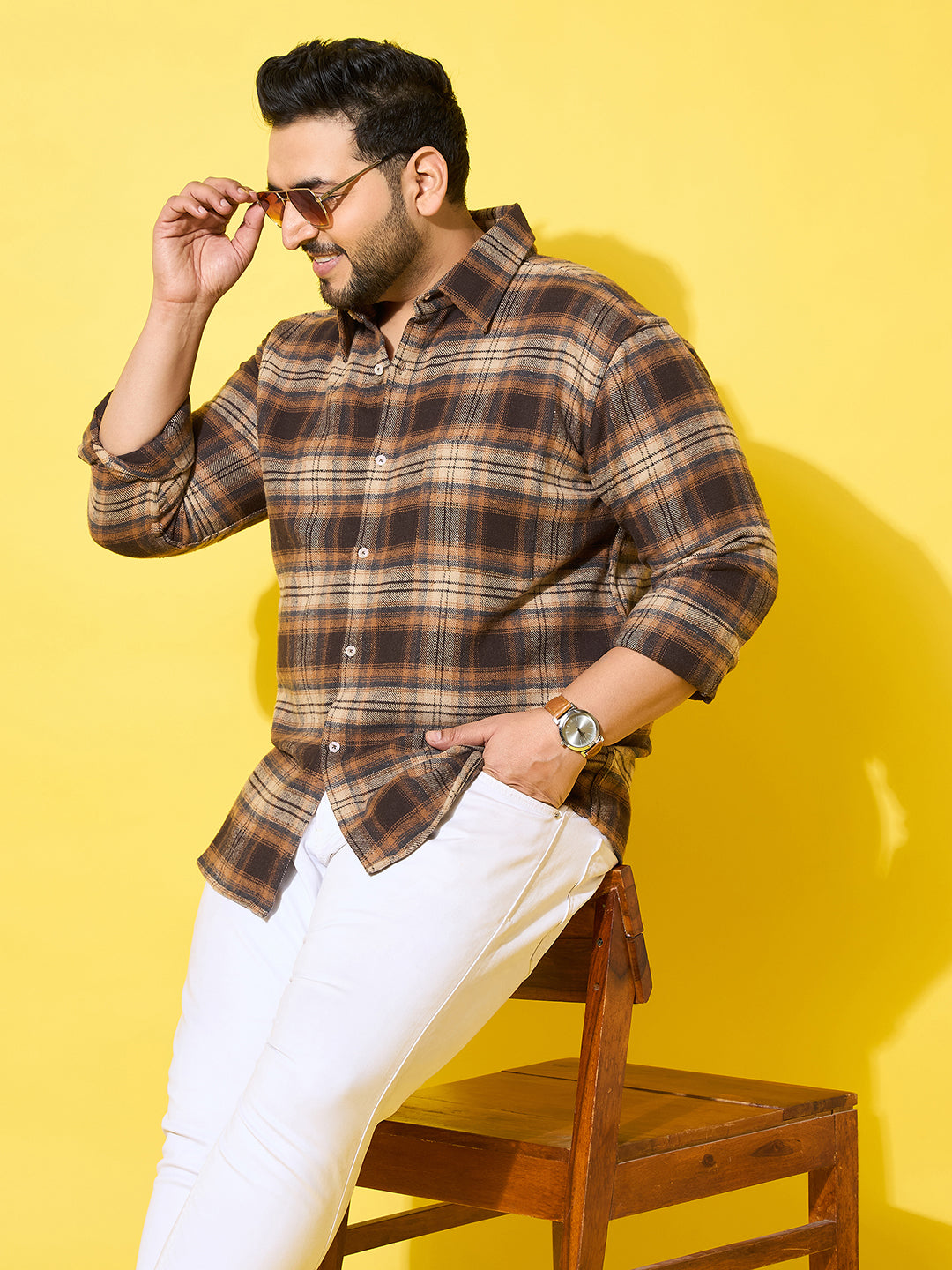 Men Plus Size Boulder Multicolor Checkered Flannel Shirt