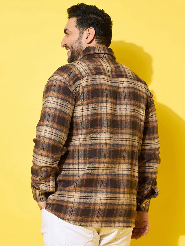 Men Plus Size Boulder Multicolor Checkered Flannel Shirt